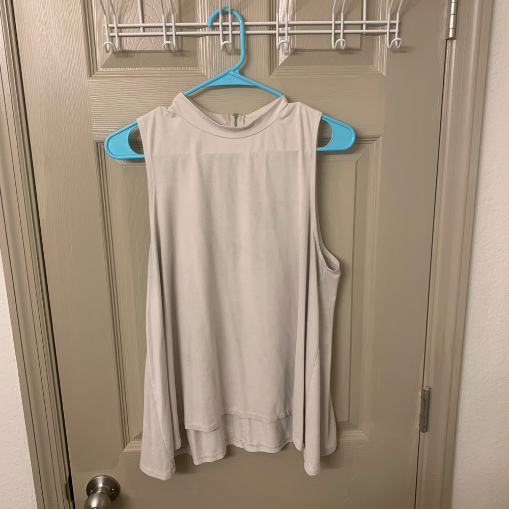 High neck top with zipper detail on back